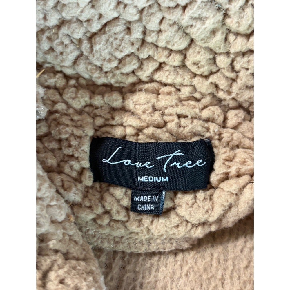 Love Tree Sherpa Fleece Jacket Camel Tan Full Zip Mock Neck Medium - Picture 2 of 2